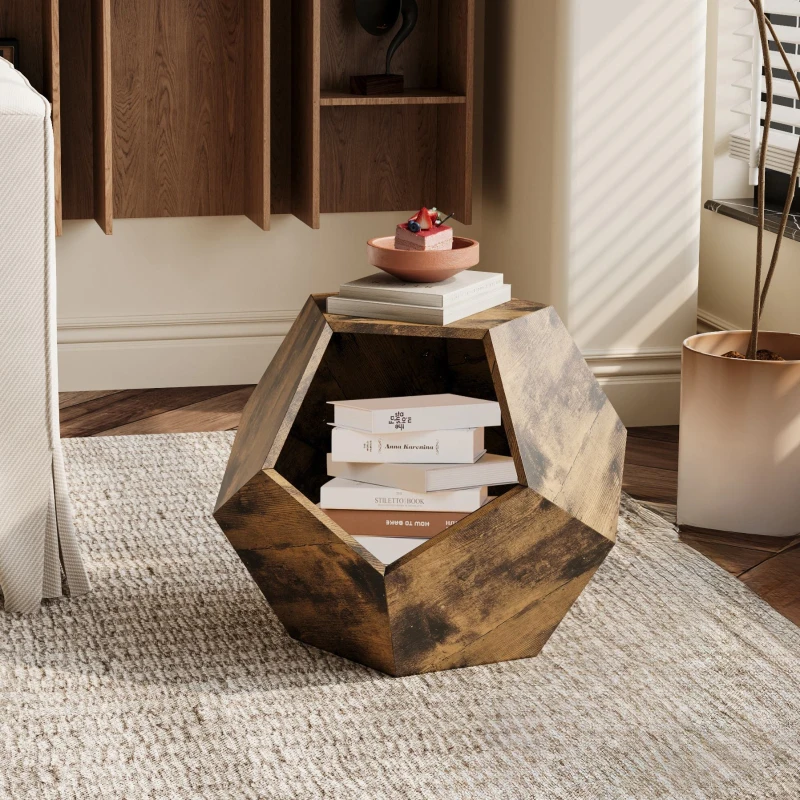 Modern Pet Furniture Cat Kennel Side Table, Multi-Purpose MDF Table with Adjustable Shelves, 25.98'' x 25.98'' x 21.07'', Antique brown