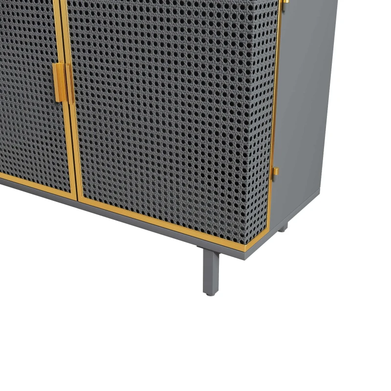 31.5" Wide 2 Drawer Sideboard, Modern Furniture Decor with Iron and Carbonized Bamboo, Easy Assembly, Ample Storage, 31.5"L x 13.78"W x 31.5"H, Dark Gray