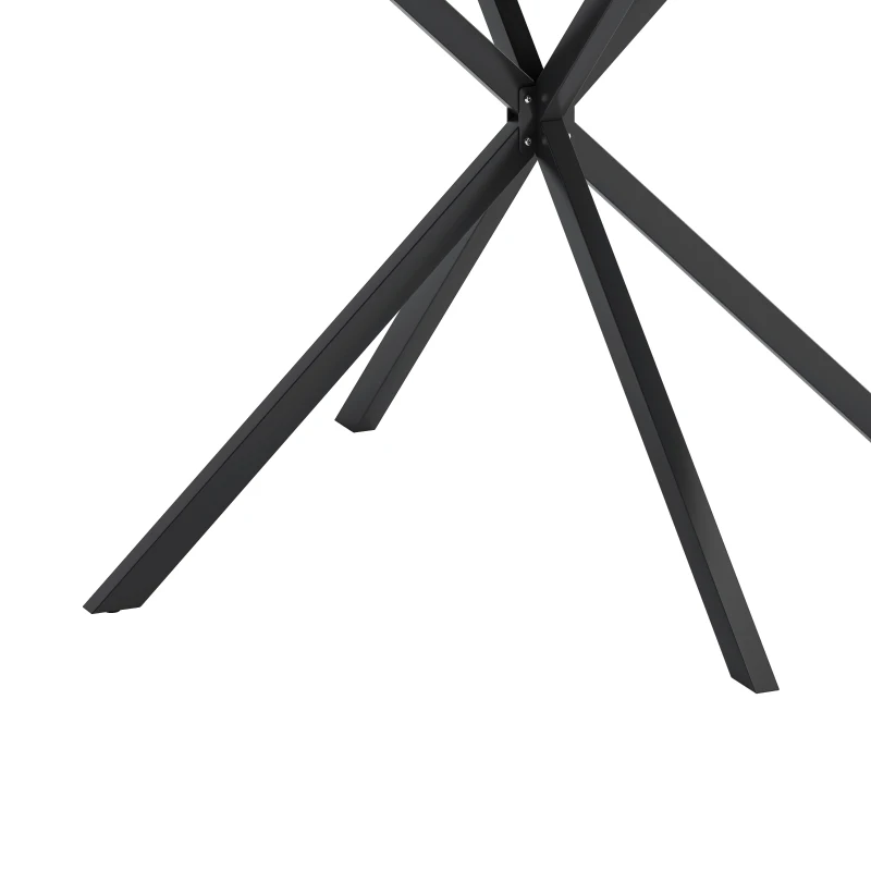 47.24'' Modern Cross Leg Round Dining Table, Black Top, Two Piece Removable Top, Matte Finish Iron Legs, Easy Assembly and Maintenance, Black