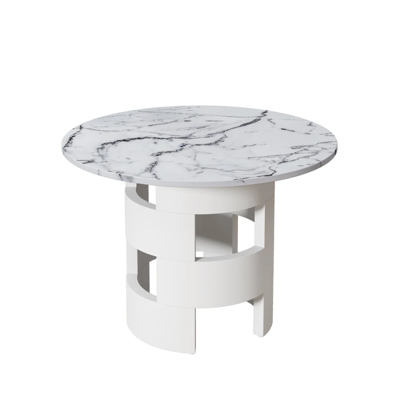 42.12" Modern Round Dining Table with Printed White Marble Table Top, Sturdy MDF Construction, Easy Assembly and Maintenance, 220 lbs Weight Capacity, White