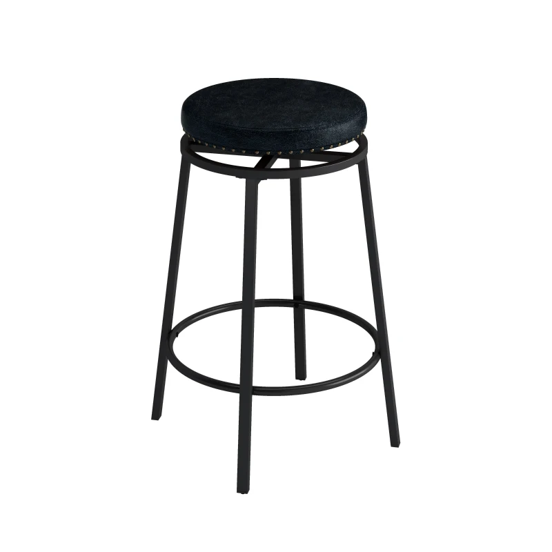 3-Drawer Long Dining Table Set with Power Outlets, Circular PU Stools, Easy Assemble, 60.24"L x 15.75"W x 35.43"H, Black