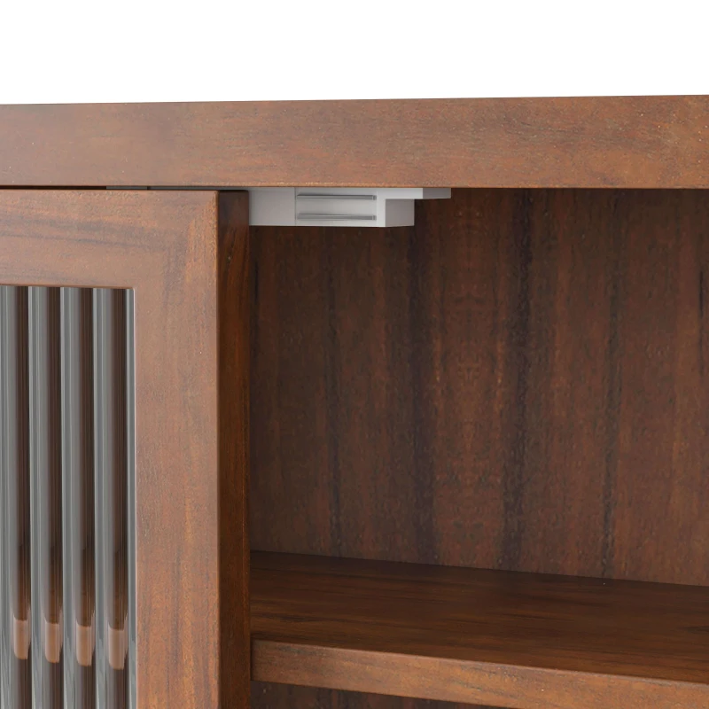 Vintage Double Door Wall Cabinet with Glass Doors, Three Tiers of Storage, and Towel Rack for Bathroom, Kitchen, Dining Room, 24.8", Brown