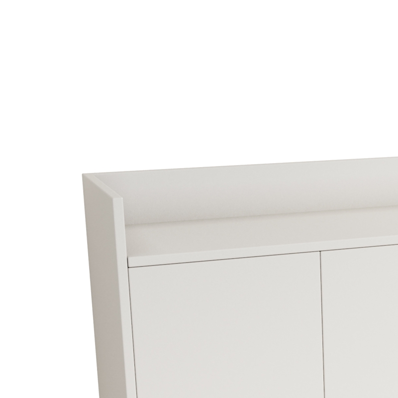 Stylish 4-Door Storage Cabinet with Square Metal Legs, Adjustable Shelf, and Particle Board Material, 47.24"L x 11.81"W x 31.69"H, White