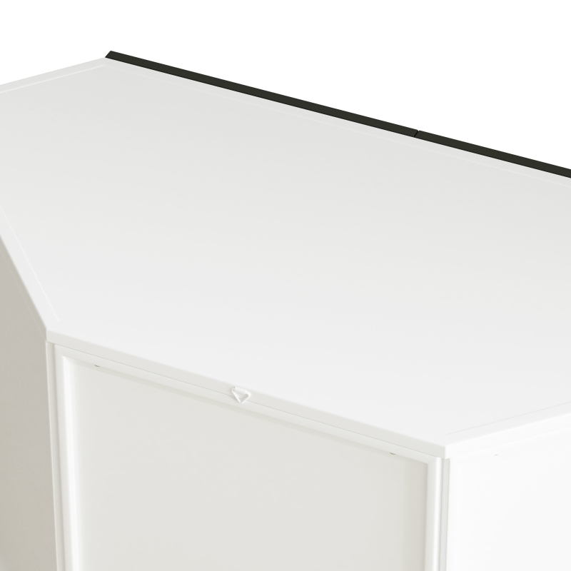 37.4" Glass Two-Door Hexagonal Corner Cabinet, Iron and Tempered Glass, Sturdy and Durable, Easy Assembly, White