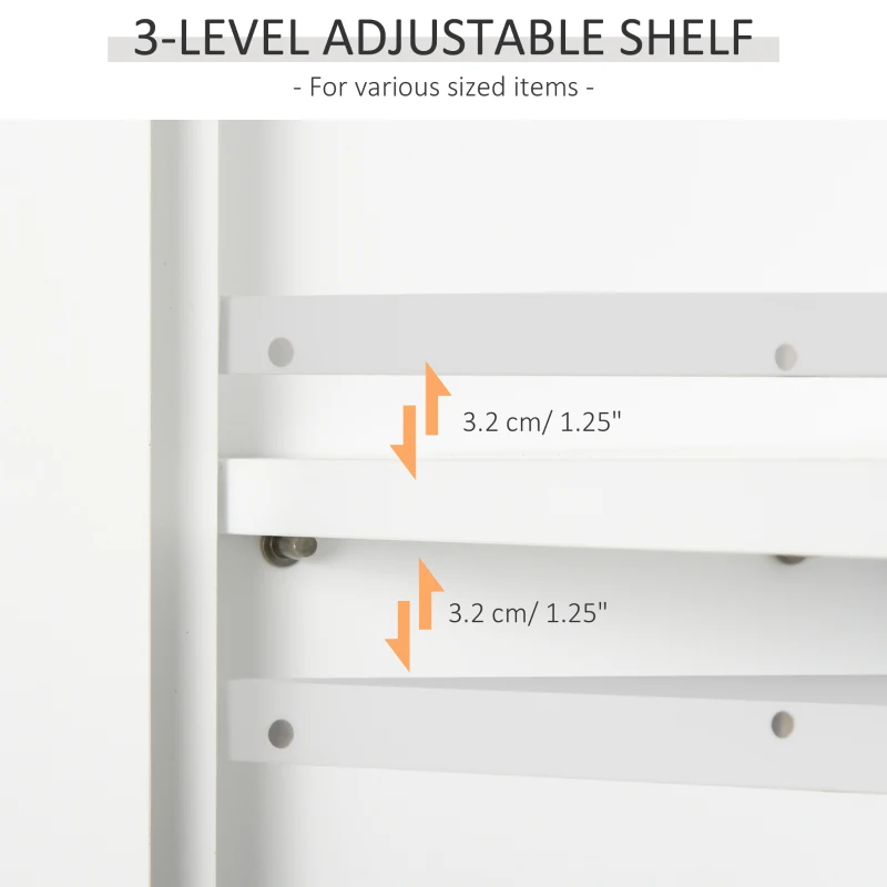 HOMCOM Wall Mount Bathroom Cabinet, Storage Organizer Kitchen Cupboard with 2 Doors and Adjustable Shelf White