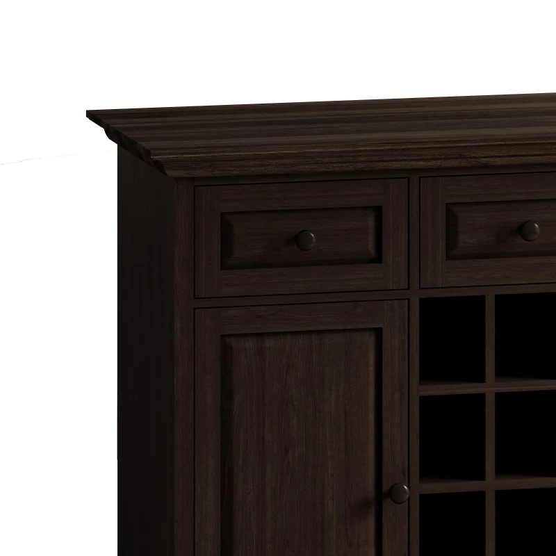 Vintage Style 3-Drawer 2-Door Storage Cabinet with 12-Grid Wine Rack, Adjustable Shelves, Anti-Tipping Design, 47.64"L x 17.13"W x 36.02"H, Brown