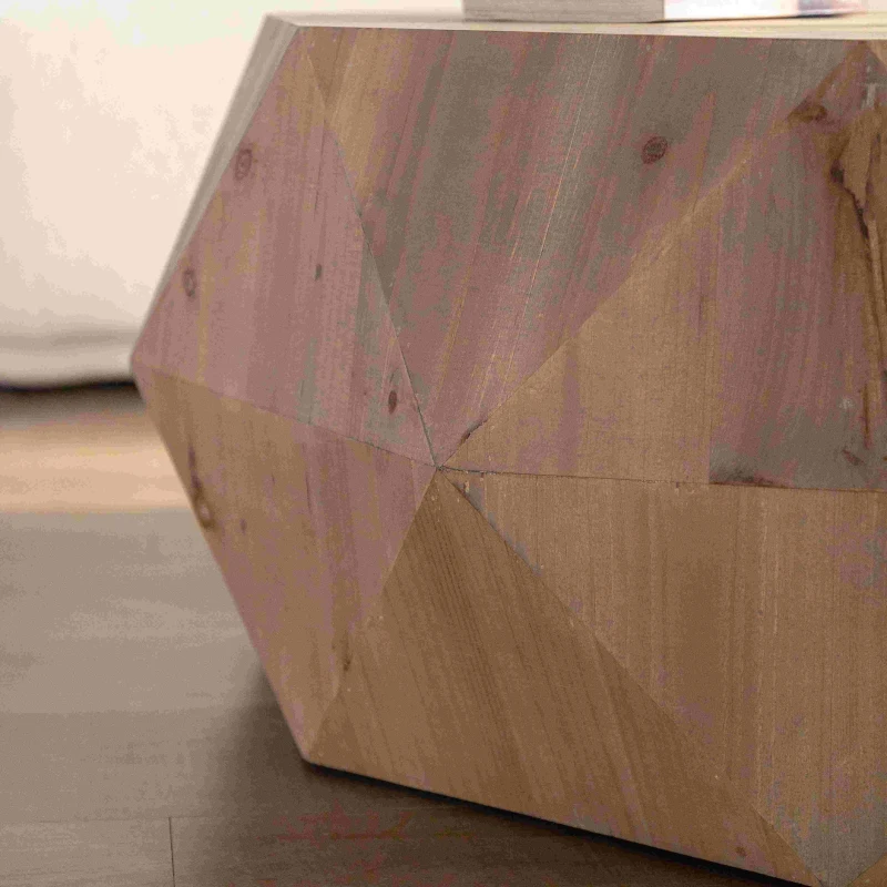 38" American Retro Style Coffee Table with Three-Dimensional Embossed Pattern, High-Quality Fir Wood and MDF, No Assembly Required, 150 lb Load Capacity, Natural