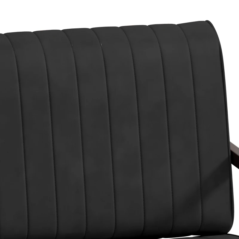 Modern Fashion PU Leather Armchair with Metal Frame, Extra-Thick Padded Backrest and Seat Cushion, Ergonomic Design, 26.77"L x 25.98"W x 29.53"H, Black