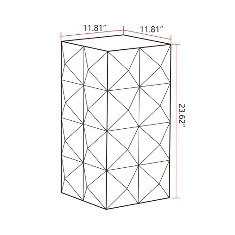 Retro Coffee Table, Three-Dimensional Embossed Pattern Design, High-Quality MDF and Fir, 11.81″ L x 11.81″ W x 23.62″ H, Black