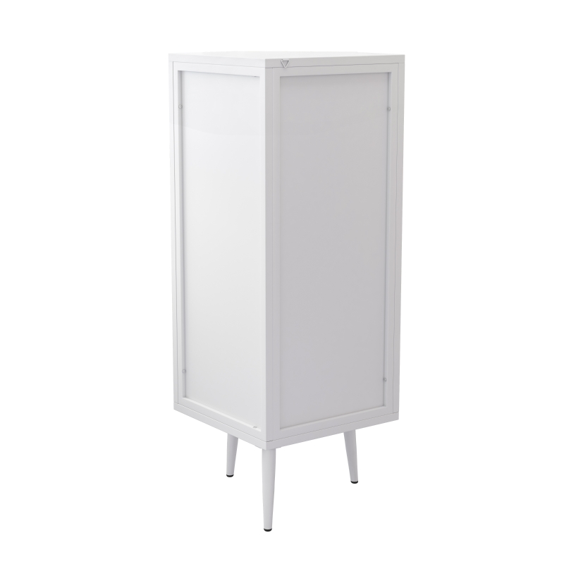 22.25'' Floor Corner Cabinet, Three Tiers with Tempered Glass Doors and Storage Shelves for Bathroom, Living Room, and Bedroom, 22.25"L x 16.75"W x 43.3"H, White