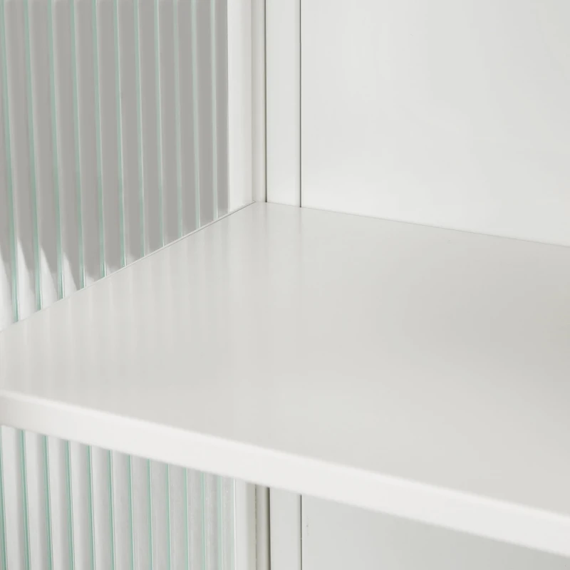 23.62" Modern Wall Cabinet with Glass Doors, Two-Tier Enclosed Storage, Open Shelf, and Towel Rack for Bathroom, Dining Room, 23.62"L x 9.06"W x 30.71"H, White