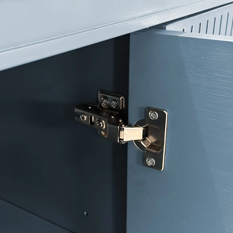 59.84'' Large 4-Door Cabinet, Solid Wood and MDF, Adjustable Shelves, 330 lbs Top Surface Capacity, 59.84''L x 15.75''W x 32.28''H, Blue