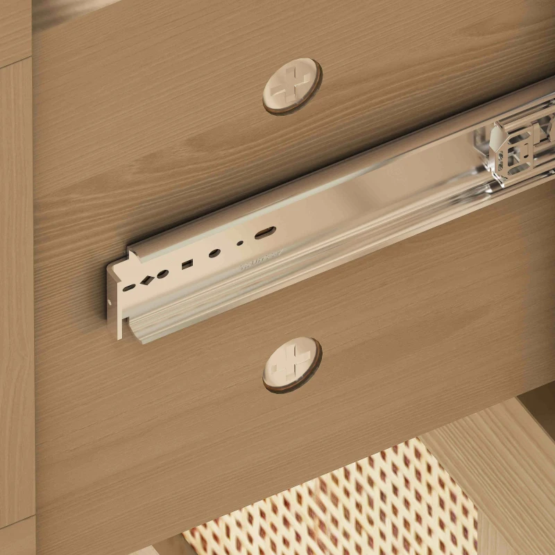 6-Drawer Rattan Dresser, Modern Natural Rattan Design, High-Quality Chipboard, Ample Storage Space, 43.31" x 15.75" x 29.45", Black