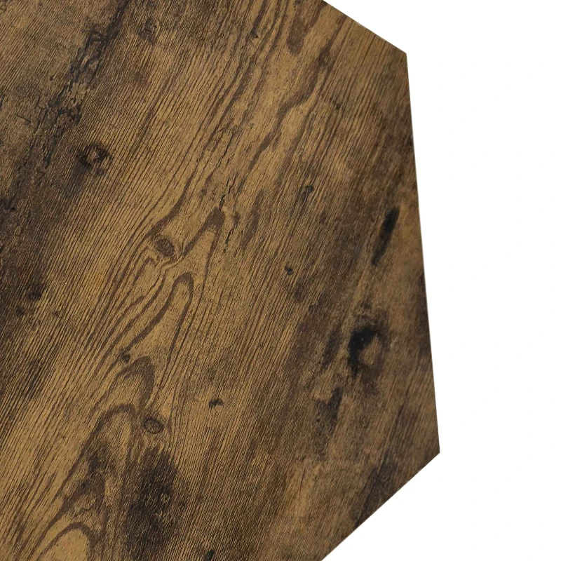 Hexagonal Coffee Table Set, 2-Piece Antique Wood Side Table Nightstand with Storage Shelves, Versatile Design, 47.24'' x 23.62'' x 15.74'', Antique brown