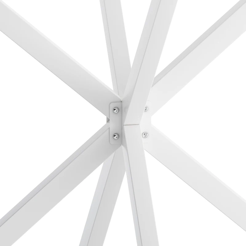 47.24'' Modern Cross Leg Round Dining Table, White Top, Two Piece Removable Top, Matte Finish Iron Legs, Easy Assembly and Maintenance, White