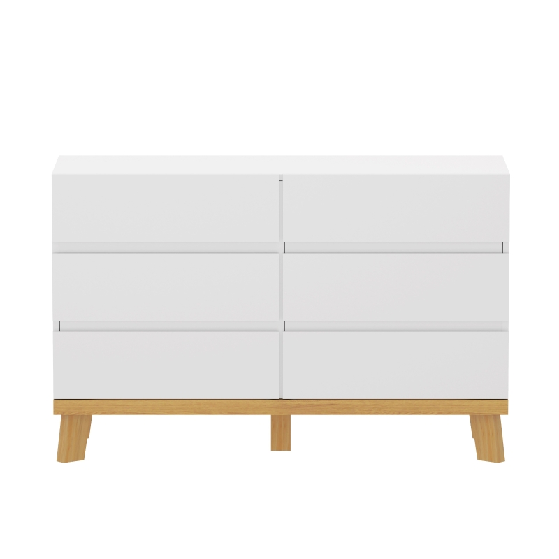 47.24" 6-Drawer MDF Storage Cabinet, Modern Design with Ample Storage Space, Durable Construction, Easy Assembly, White