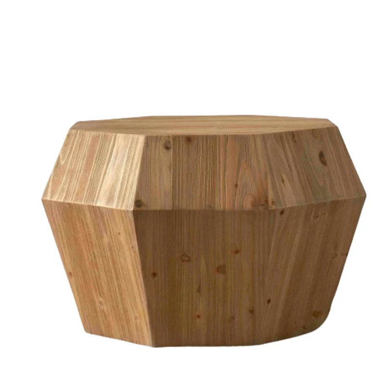 31.5" Octagonal Wooden Coffee Table, American Retro Style, Fir Wood and MDF, No Assembly Required, 150 lbs Weight Capacity, Natural