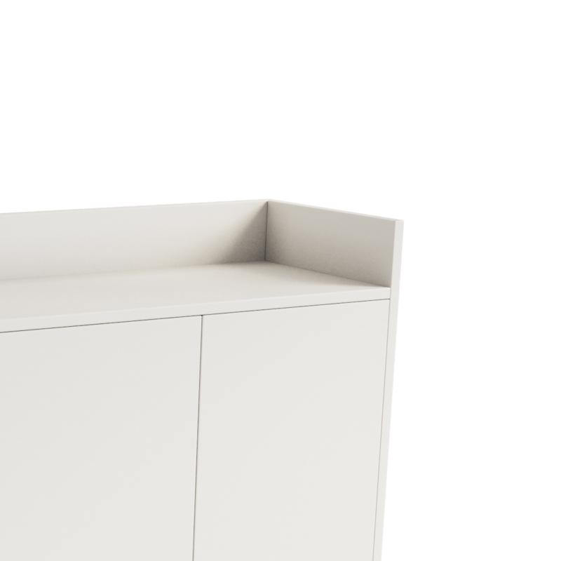 Stylish 4-Door Storage Cabinet with Square Metal Legs, Adjustable Shelf, and Particle Board Material, 47.24"L x 11.81"W x 31.69"H, White