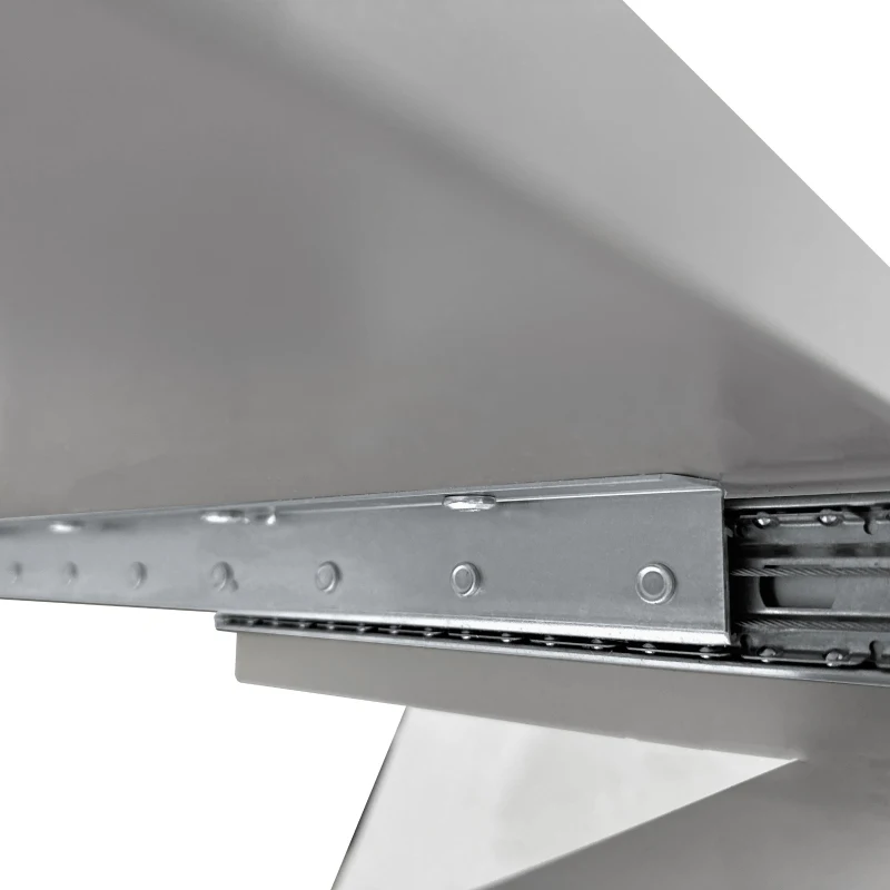 47.25"-63" Modern Glossy Dining Table for 4-6 People, Extendable with Crossed Metal Base and Stainless Steel Tubes, 220 lbs Capacity, White