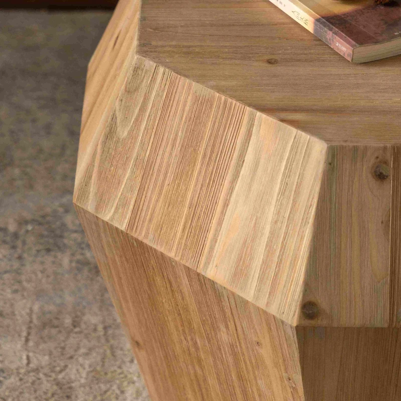 31.5" Octagonal Wooden Coffee Table, American Retro Style, Fir Wood and MDF, No Assembly Required, 150 lbs Weight Capacity, Natural