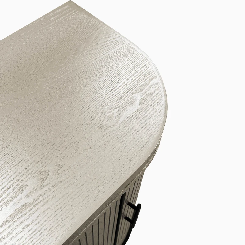 Modern Curved Sideboard, 47.2-Inch Decorative Storage Cabinet with 4 Doors and Adjustable Shelves for Living Room, Kitchen, Bedroom, Hallway, 47.24" x 15.75" x 32.28", Champagne