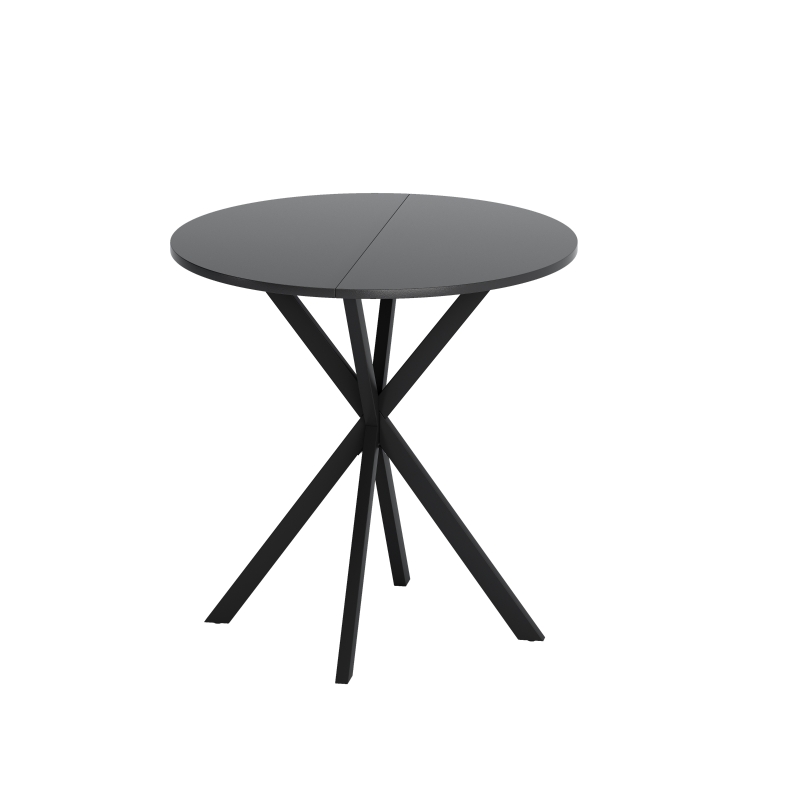 31.5'' Modern Round Dining Table with Crossed Legs, Two Piece Detachable Table Top, Matte Finish Iron Legs, Easy Assembly and Maintenance, Black