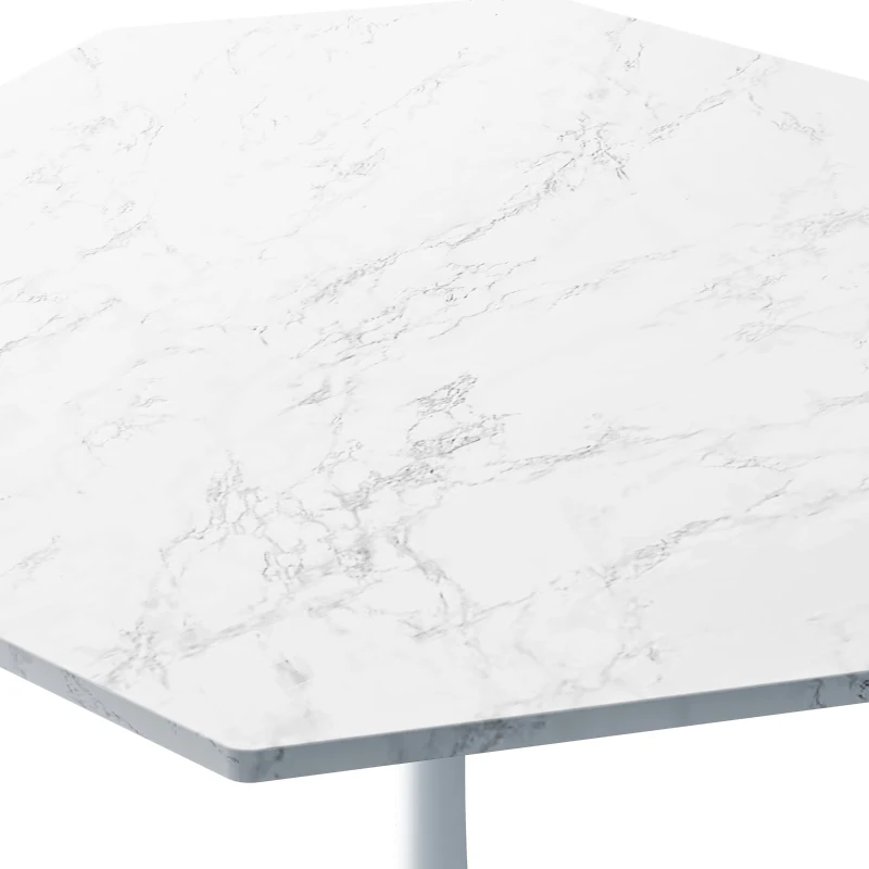 31.5" Modern Octagonal Coffee Table with Printed White Marble Table Top, Metal Base, Easy Assembly, and 220 lbs Weight Capacity, White Marble