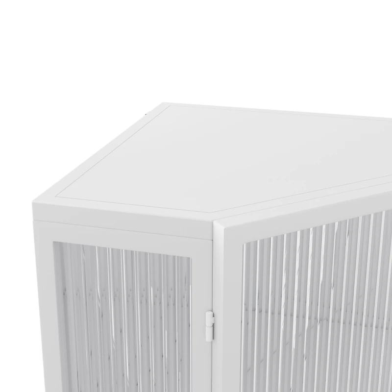 22.25'' Floor Corner Cabinet, Three Tiers with Tempered Glass Doors and Storage Shelves for Bathroom, Living Room, and Bedroom, 22.25"L x 16.75"W x 43.3"H, White