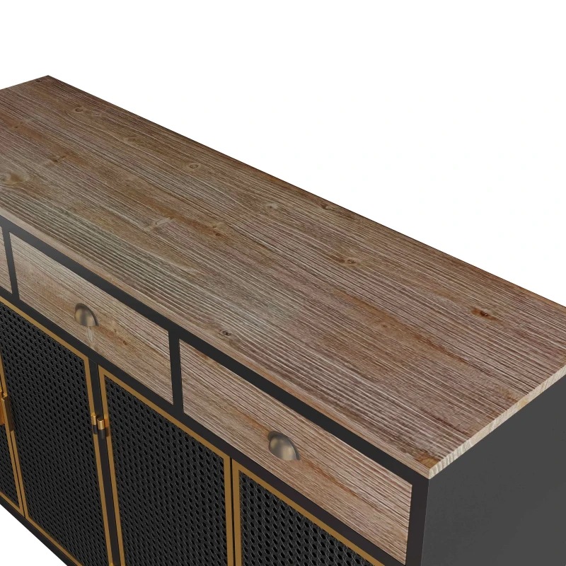 48" Wide Modern Sideboard with 4 Doors and 3 Top Drawers, Freestanding Storage Cabinet for Living Room, Office, Bedroom, 47.64"L x 14.17"W x 31.89"H, Dark Gray