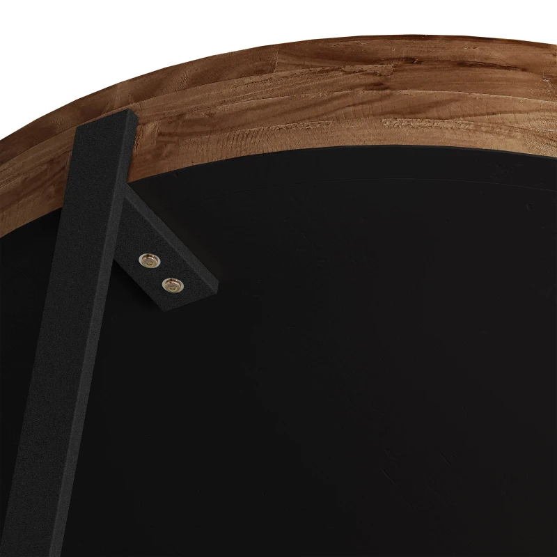 33.86" Modern Retro Splicing Round Coffee Table, Fir Wood Table Top with Black Cross Legs Base, Easy Assembly and Maintenance, 17.72" Height, Black+Natural