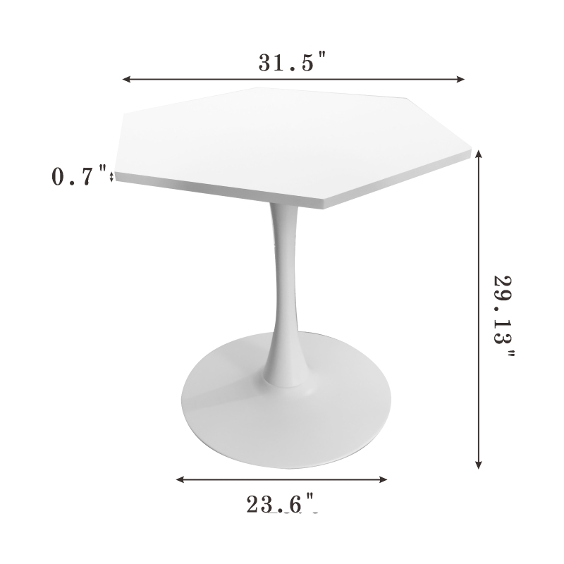 31.5" Modern Hexagonal Coffee Table with MDF Top and Metal Base, Sturdy and Durable, Easy Assembly, 220 lbs Load Capacity, White