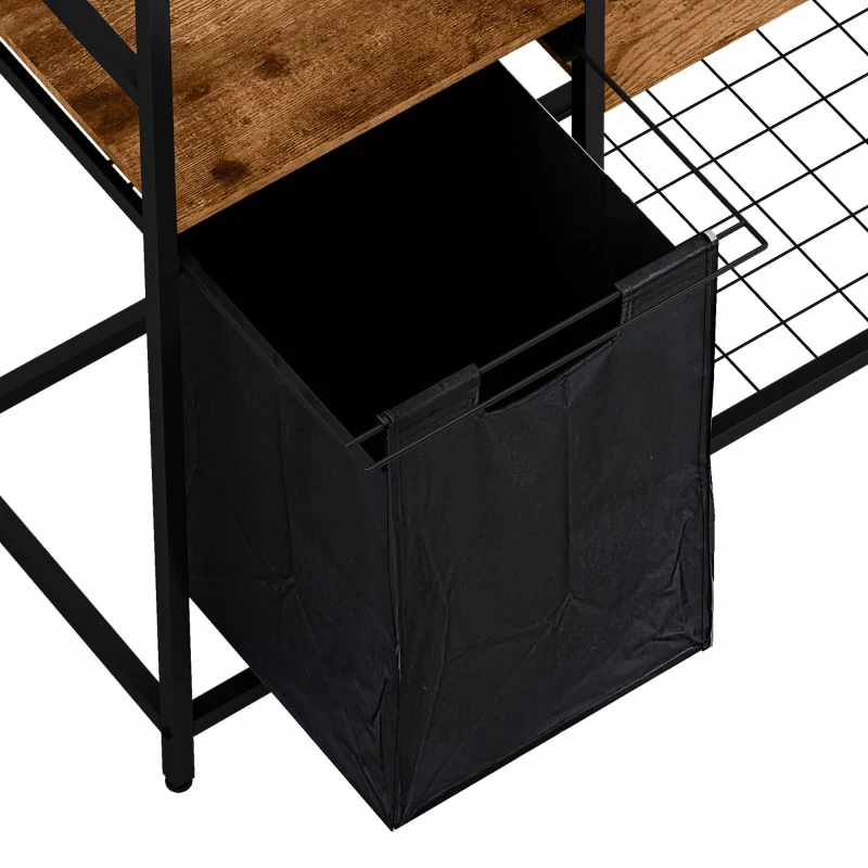 Portable Wardrobe Clothes Rack, Freestanding Clothing Rack with Bottom Mesh Storage, Premium Oxford Cloth Bag, 47.24"L x 15.75"W x 72.05"H, Black+Brown