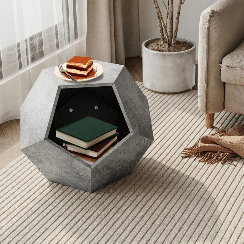 Modern Pet Furniture Cat Litter Side Table, Multifunctional MDF Sofa Side Table and Planter, 25.98" x 25.98" x 21.07", Cement Gray