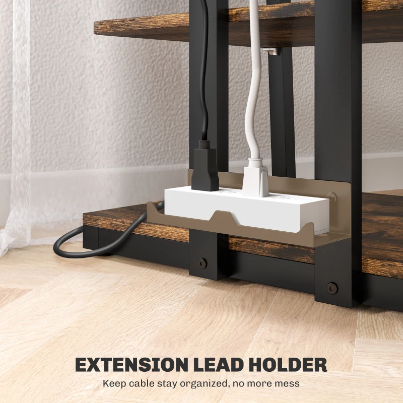 HOMCOM TV Stand Cabinet for 28" TVs with Adjustable Shelves and Extension Lead Holder for Living Room, Rustic Brown