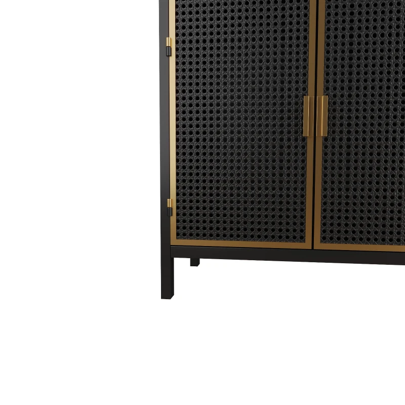 48" Wide Modern Sideboard with 4 Doors and 3 Top Drawers, Freestanding Storage Cabinet for Living Room, Office, Bedroom, 47.64"L x 14.17"W x 31.89"H, Dark Gray