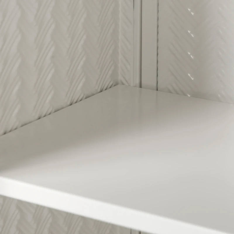27.56" Modern Wall Cabinet with Glass Doors, Three-Tier Storage, and Woven Pattern for Entryway, Living Room, Bathroom, Dining Room, White