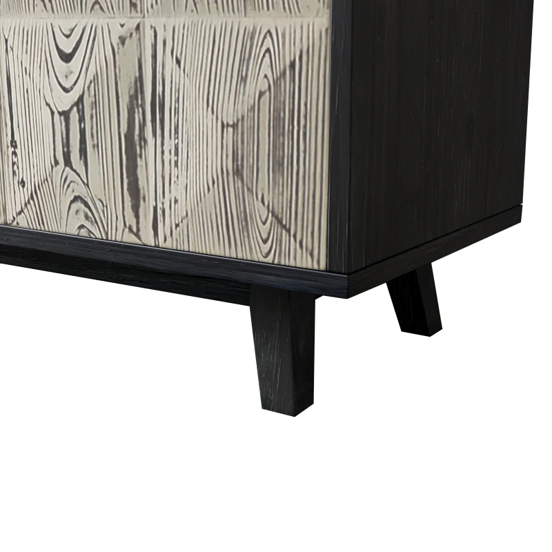 59.84" 4-Door Vintage Sideboard, Freestanding Storage Cabinet with Adjustable Shelves and Metal Handles for Living Room, Office, Bedroom, Black