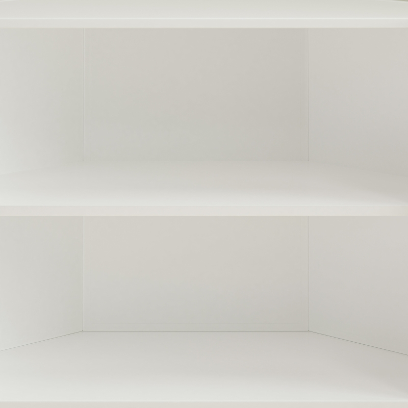 37.4" Glass Two-Door Hexagonal Corner Cabinet, Iron and Tempered Glass, Sturdy and Durable, Easy Assembly, White