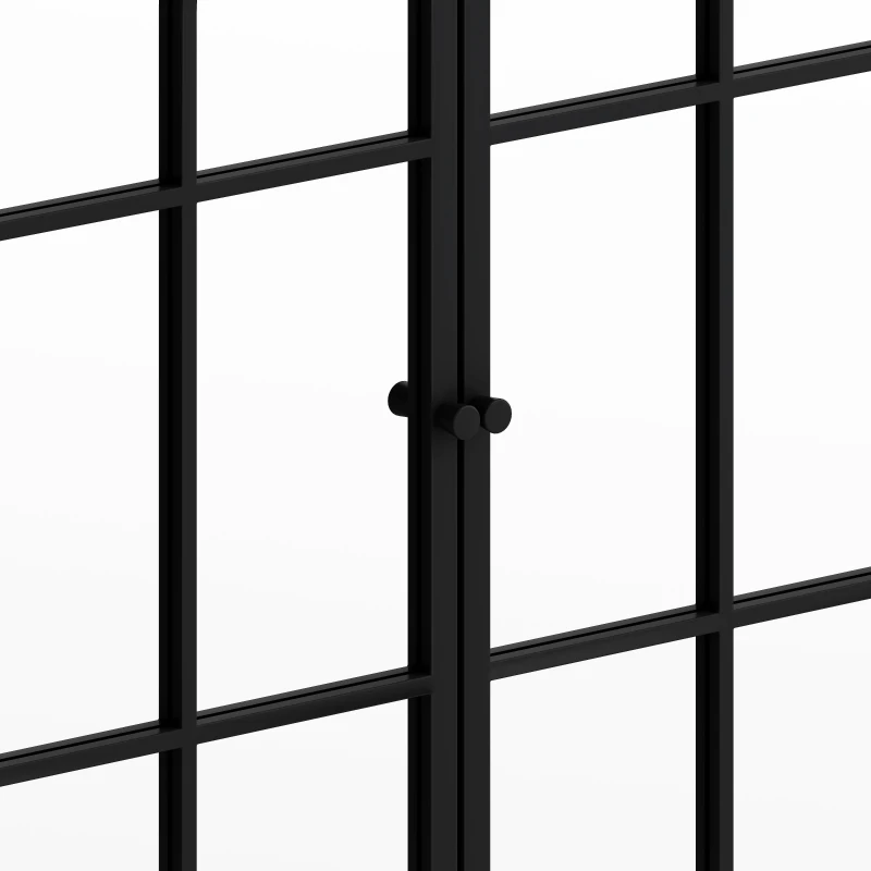 Vintage Two Door Wall Cabinet with Mirror, Three-Level Storage Space, Retro Style, Iron and Glass, 23.62"L x 5.91"W x 27.56"H, Black