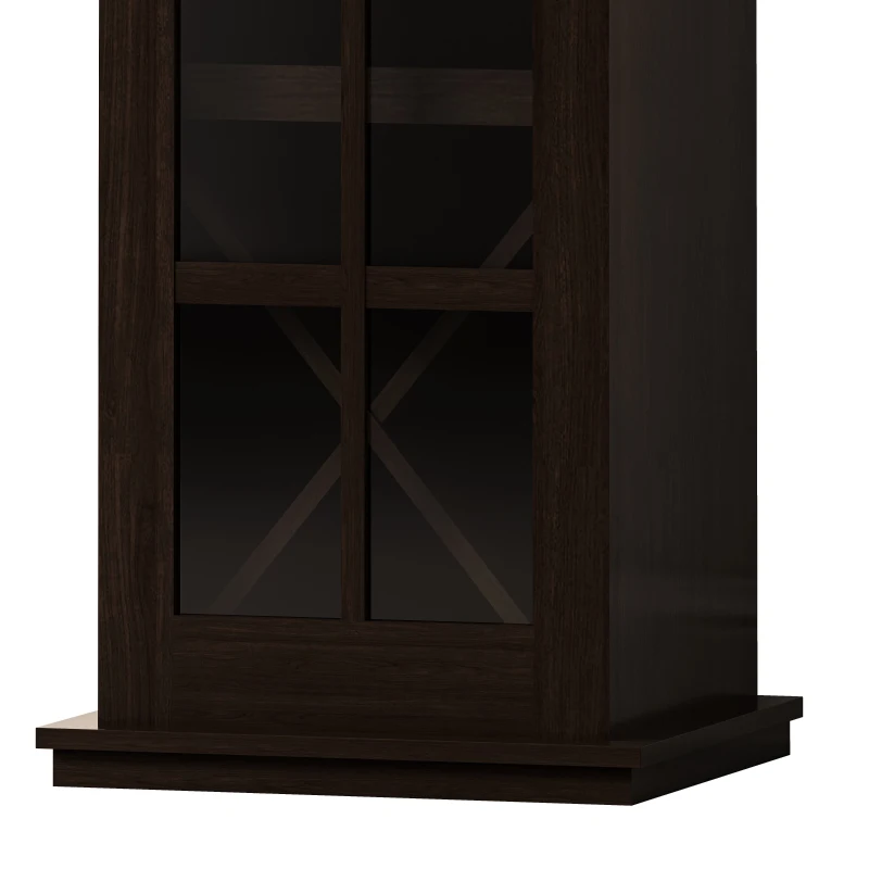 Modern Glass Door Wine Cabinet with Drawer and X-Shaped Wine Rack, Adjustable Shelves, 17.32"L x 15.24"W x 50.2"H, Brown