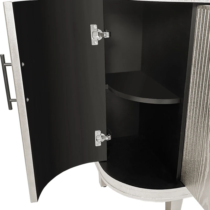 Modern Curved Sideboard, 47.2-Inch Decorative Storage Cabinet with 4 Doors and Adjustable Shelves for Living Room, Kitchen, Bedroom, Hallway, 47.24" x 15.75" x 32.28", Champagne