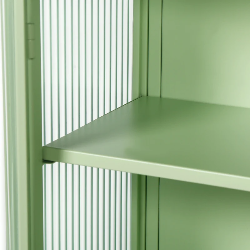27.56" Glass Doors Modern Two-Door Wall Cabinet with Three-Tier Storage for Entryway, Living Room, Bathroom, Dining Room, Mint Green