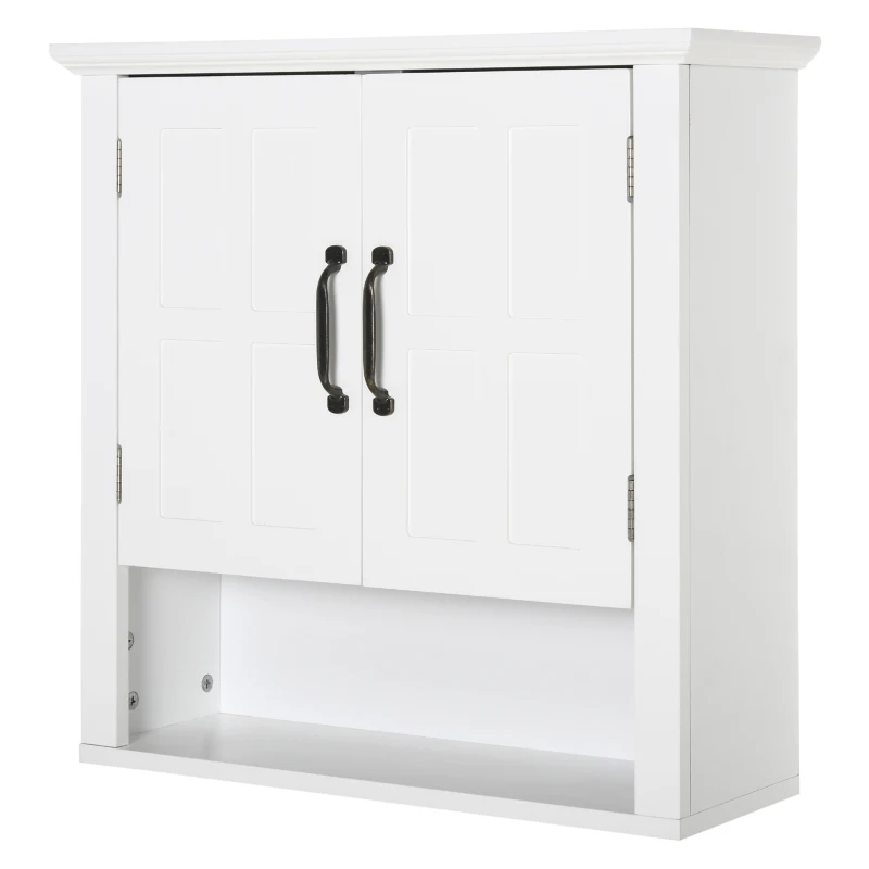HOMCOM Wall Mount Bathroom Cabinet, Storage Organizer Kitchen Cupboard with 2 Doors and Adjustable Shelf White