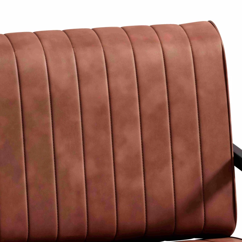 Modern Fashion PU Leather Armchair with Metal Frame, Extra-Thick Padded Backrest and Seat Cushion, Ergonomic Design, 26.77"L x 25.98"W x 29.53"H, Brown