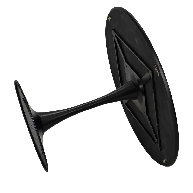 47.24" Modern Round Dining Table with Solid Wood Grain Top, Metal Base, and Easy Assembly, Black