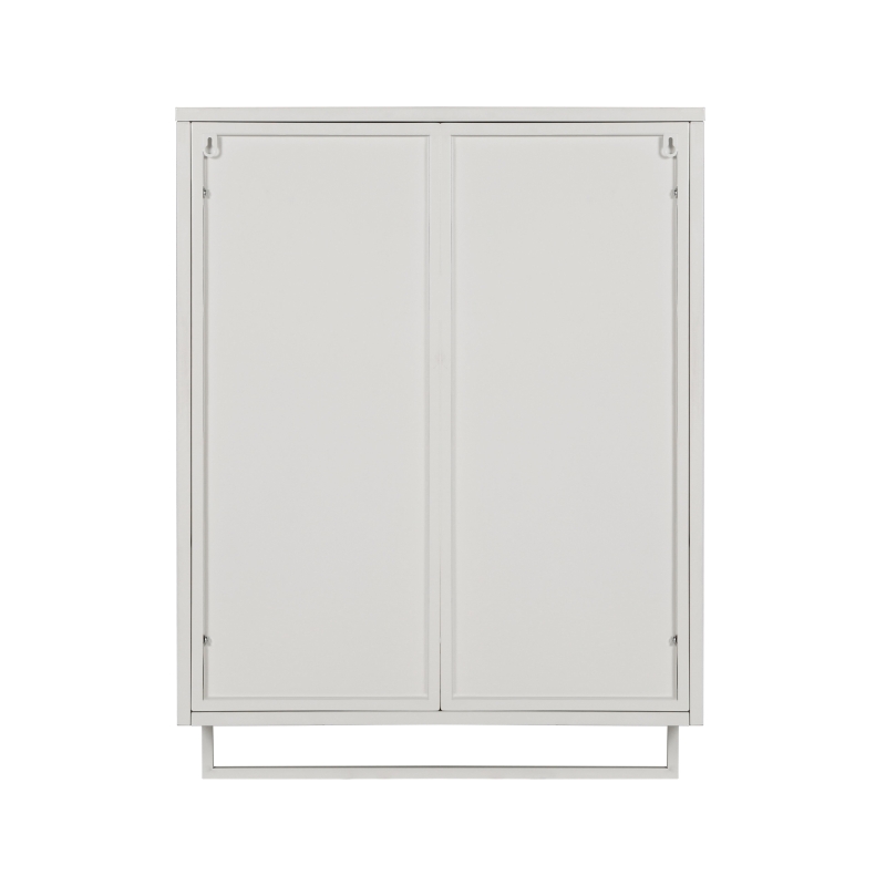 23.62" Modern Wall Cabinet with Glass Doors, Two-Tier Enclosed Storage, Open Shelf, and Towel Rack for Bathroom, Dining Room, 23.62"L x 9.06"W x 30.71"H, White