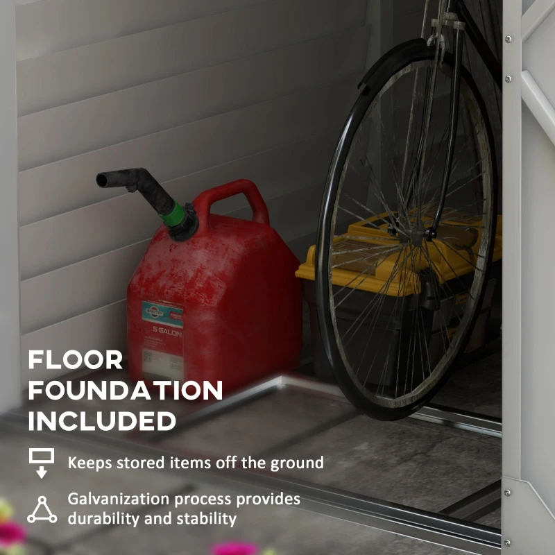 Outsunny 4.6ft x 9ft Metal Storage Shed Lockable Garden & Yard Tool & Outdoor Storage Shed, White