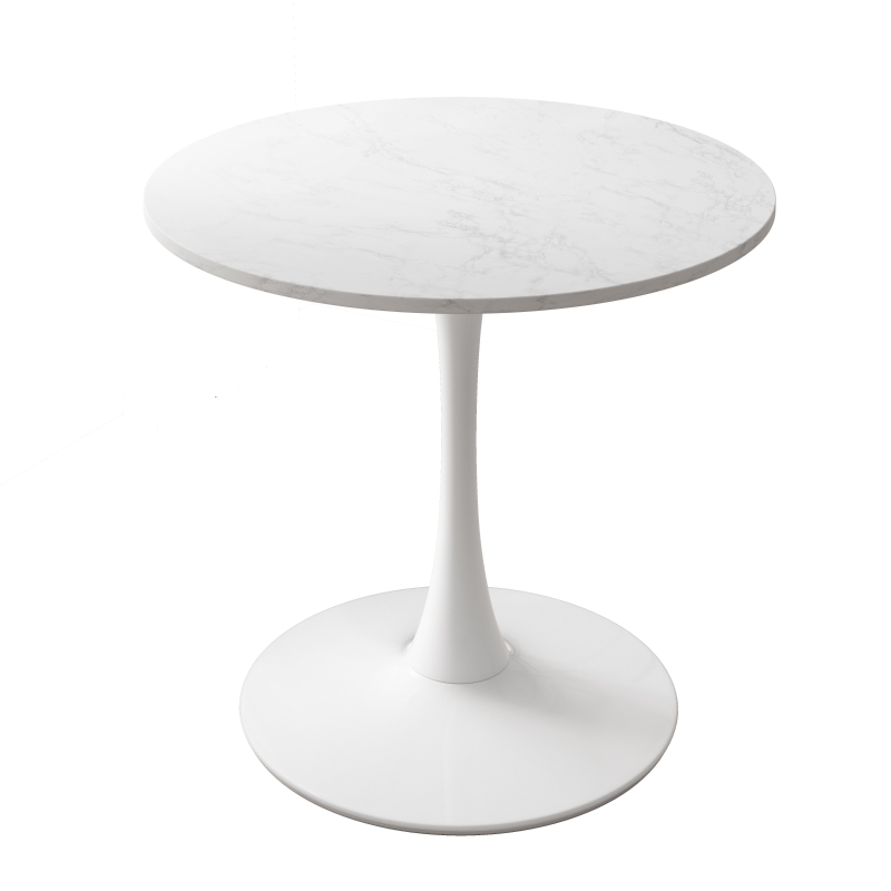 32" Modern Round Dining Table with Printed White Marble Top, Metal Base, Easy Assembly and Maintenance, 220 lbs Weight Capacity, marble