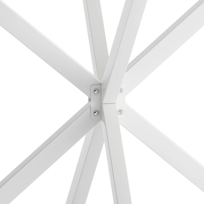 42.13'' Modern Cross Leg Round Dining Table, White Marble Top, Two Piece Removable Top, Matte Finish Iron Legs, Easy Assembly, White