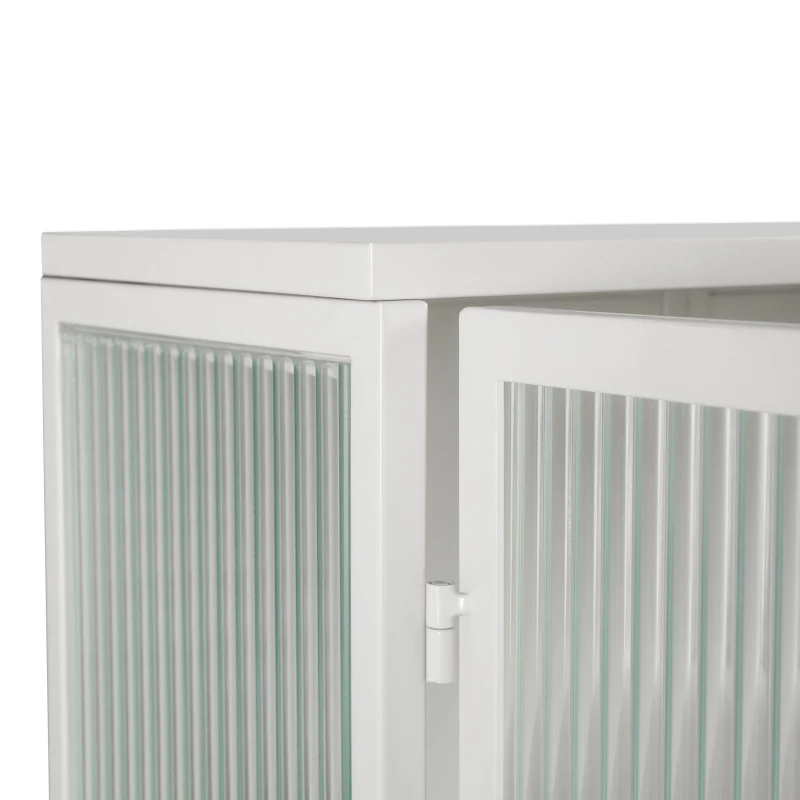 23.62" Modern Wall Cabinet with Glass Doors, Two-Tier Enclosed Storage, Open Shelf, and Towel Rack for Bathroom, Dining Room, 23.62"L x 9.06"W x 30.71"H, White